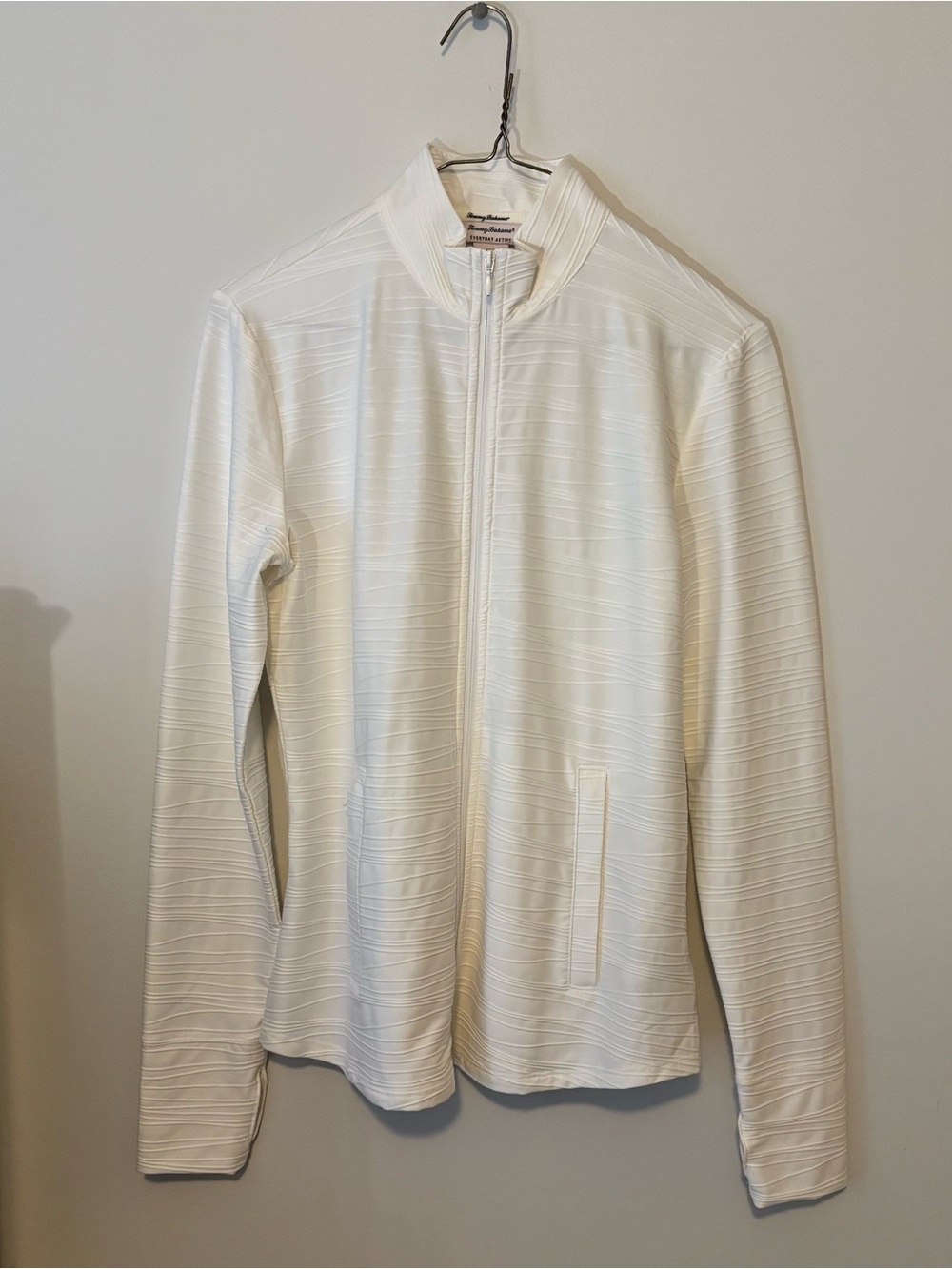 Tommy Bahama White Textured Zip-Up golf UV rays blocker jacket